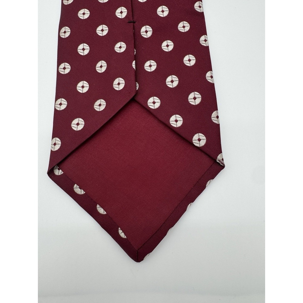 Kilgour French & Stanbury Silk Tie Red Geometric Medallion Pattern Luxury London - Picture 4 of 9